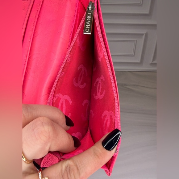 Chanel Cambon Long Bifold Wallet – Black & Pink Leather | Full Set - Picture 7 of 11